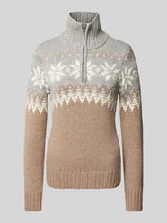 Norwegerpullover mit Troyer-Kragen Modell 'Myking' von Dale of Norway Braun - 31