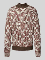 Gebreide pullover met opstaande kraag, model 'Jacquard' van Scotch & Soda Bruin - 24