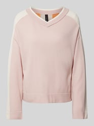 Wollen pullover met afgeronde V-hals van Marc Cain Roze - 30