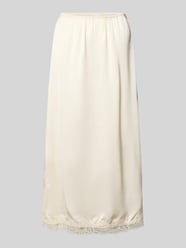 Midirock aus Viskose mit Spitzenbesatz von Jake*s Collection Beige - 1