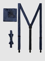 Fliege, Einstecktuch und Hosenträger im Set von Monti Blau - 15