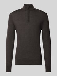 sweter z dzianiny o kroju slim fit z kołnierzem zapinanym od Profuomo - 27