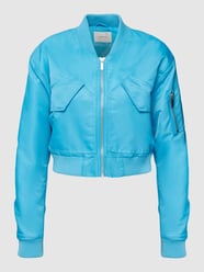 Cropped Jacke mit geripptem Stehkragen von Gestuz Blau - 35