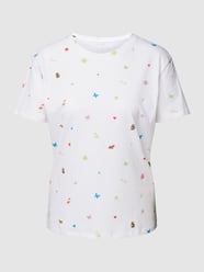 T-Shirt mit Allover-Muster von Jake*s Casual Weiß - 32