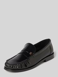 Lederloafers mit Logo-Applikation Modell 'ABRASIVATO' von Tommy Hilfiger Schwarz - 39