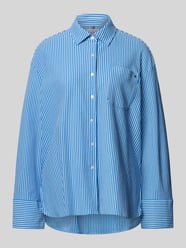 Koszulowa bluzka z długim rękawem o kroju oversize z mieszanki bawełny od Tommy Hilfiger - 46