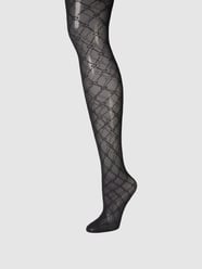 Strumpfhose mit Allover-Muster - 20 DEN von Wolford Grau / Schwarz - 36