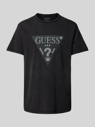 T-Shirt mit Label-Print von Guess Schwarz - 7