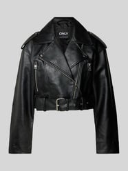 Bikerjacke mit Reißverschlusstaschen Modell 'VERA' von Only Schwarz - 4