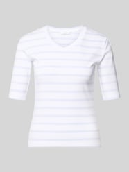T-shirt z wzorem w paski i dekoltem w serek od Christian Berg Woman - 9