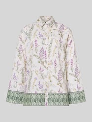 Bloemen Linnen Blouse met lange mouwen met lavendelprint van Christian Berg Woman - 14