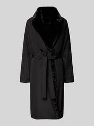 Keerbare lange jas met platte kraag en strikceintuur van PETITE M. - 12