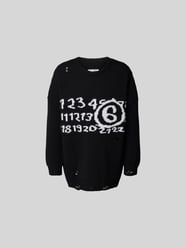 Oversized Pullover mit Motiv-Print von MM6 Maison Margiela Schwarz - 1