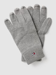 Handschuhe mit Label-Stitching Modell 'ESSENTIAL FLAG KNITTED' von Tommy Hilfiger Grau / Schwarz - 3