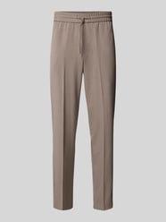 Relaxed fit stoffen broek met elastische band van Lindbergh Beige - 45