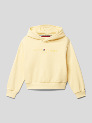 Hoodie met labelstitchings, model 'ESSENTIAL LOGO' van Tommy Hilfiger Kids Geel - 12