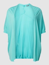 PLUS SIZE gebreid jack met opengewerkte voorkant, model 'NEW SAFARI' van Samoon Blauw / turquoise - 13