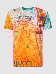 T-shirt we wzory na całej powierzchni od CARLO COLUCCI Pomarańczowy - 44