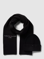 Schal aus Baumwolle mit Mütze in Geschenkbox Modell 'HORIZON' von Tommy Hilfiger Schwarz - 29