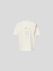 T-Shirt mit Label-Stitching von Drôle de Monsieur Beige - 34
