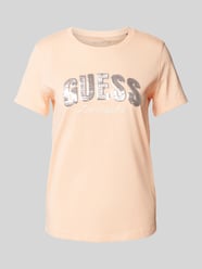 T-Shirt mit Paillettenbesatz Modell 'SEQUINS' von Guess Orange - 36