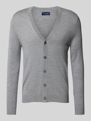 Slim Fit Cardigan aus Woll-Mix mit V-Ausschnitt von Christian Berg Men Grau - 32