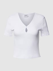 Cropped T-Shirt mit Knoten-Detail von Noisy May Weiß - 34