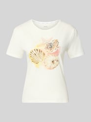 t-shirt z nadrukiem z motywem i obszyciem z kamieni stras od Marc Cain - 27
