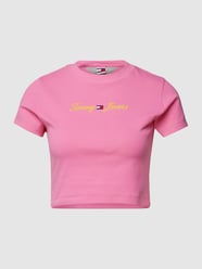 Cropped T-Shirt mit Label-Stitching von Tommy Jeans Rosa - 25