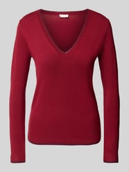 Pullover mit V-Ausschnitt und Effektgarn von Liu Jo White Bordeaux - 44