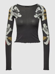 Kort shirt met lange mouwen en golvende zoom, model 'Lookbook' van G-Star Raw Grijs / zwart - 44
