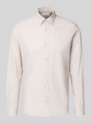 regular fit vrijetijdsoverhemd van mix van katoen en linnen van s.Oliver RED LABEL Beige - 22