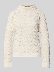 Sweter z dzianiny o kroju regular fit z dodatkiem wełny Model 'Chenille Ajour' od monari - 13