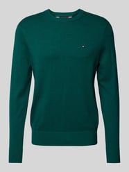 Sweter z dzianiny z wyhaftowanym logo model ‘PIMA’ od Tommy Hilfiger Zielony - 12