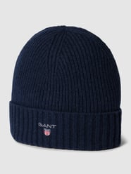 Beanie met labelstitching van Gant Blauw - 31