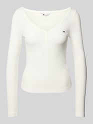 Bluzka z długim rękawem o kroju slim fit z mieszanki bawełny od Tommy Jeans - 10