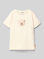 Koszulka T-shirt w kroju regular fit z naszywką z logo od Steiff - 19