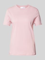 T-Shirt mit geripptem Rundhalsausschnitt von Selected Femme Rosa - 3