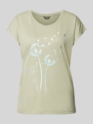 T-shirt z kwiatowym nadrukiem od Montego Zielony - 6