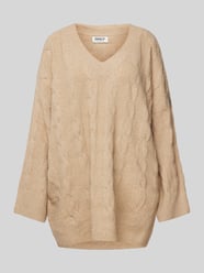 Loose Fit Strickpullover mit Zopfmuster Modell 'JEANETT' von Only Beige - 3