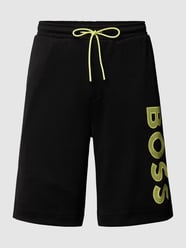 Sweatshorts mit Label-Print Modell 'Heos' von BOSS Green Schwarz - 32