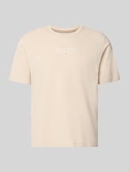T-shirt met labelprint en ronde hals van JACK & JONES Beige - 11