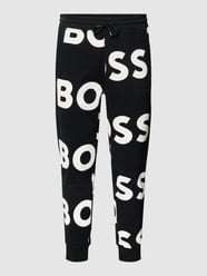 Sweatpants mit Allover-Muster Modell 'SECOOL' von BOSS Orange Schwarz - 47