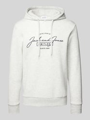 Hoodie mit Label-Print Modell 'FERRIS' von Jack & Jones Beige - 44