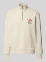 Sweatshirt met opstaande kraag en ritssluiting, model 'Jack' van Wood Wood Beige - 2