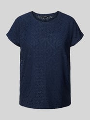 T-Shirt mit Lochstickerei Modell 'TASSA' von Vero Moda Blau - 41