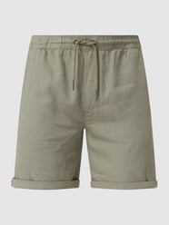 Korte regular fit broek van linnenmix, model 'Aurelius' van !Solid Groen - 43