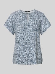 Blusenshirt aus Viskose mit Allover-Muster von Zero Blau - 14