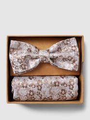 Fliege und Einstecktuch im Set mit Allover-Muster von Prince Bowtie Beige - 33
