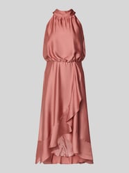 Sukienka koktajlowa ze stójką i falbanami od SWING - 11